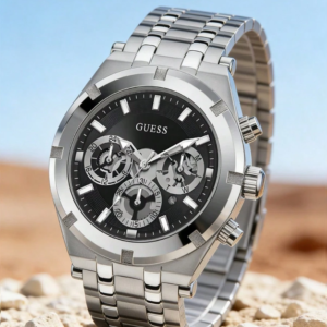 Guess 1pc Men's Silver Multi-Function Quartz Wrist Watch